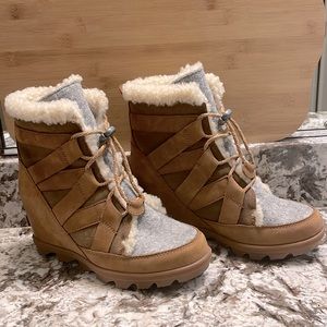 7.5 SOREL Joan of Arctic Shearling Wedge Bootie- Limited Edition